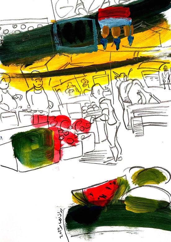 marwan-nassar-solo-exhibition-2024-painting-scenes-gaza